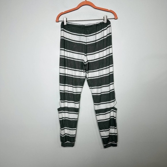 Chaser NWT Love Knit Side Slit Striped Drawstring Ankle Jogger Pants Gray Medium - Picture 5 of 6
